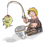 鱼上钩了，那是因为鱼爱上了渔夫，它愿用生命来博渔夫一笑示例